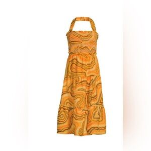 NWT Sam Edelman Orange and Yellow Smocked Dress strap missing